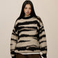 Pull rayé noir et blanc style hip-hop rétro pour femme