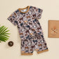 Boys Fashion Cow Print Short Sleeve Suit