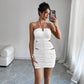 European And American-style Sexy Crisscross Halterneck Fashion Pleated Figure-flattering Bodycon Skirt