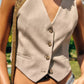 Women's Waistcoat Vest Linen Blended Casual Shorts Suit Women