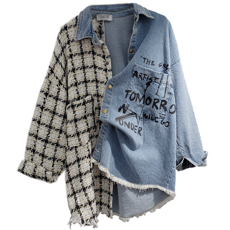 Design Sense Denim Jacket Female Hong Kong Flavor Retro Loose Casual Small Fragrance Top