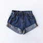 Short en jean taille haute pour femme, taille élastique, revers à la taille, pantalon à jambes larges, short ample, nouvelle version coréenne rétro