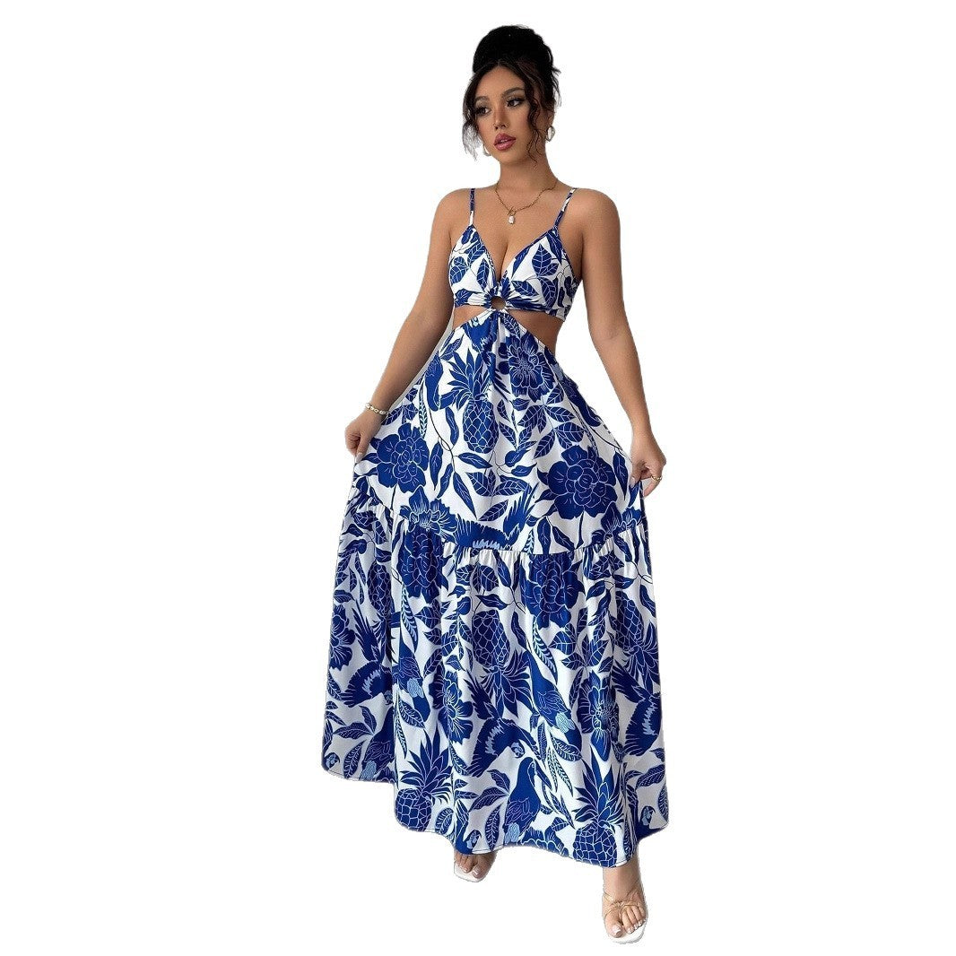 Summer New Halterneck Printed Elegant Dress