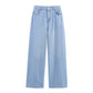 Women's Puff Sleeves Denim Shirt Jeans Suit