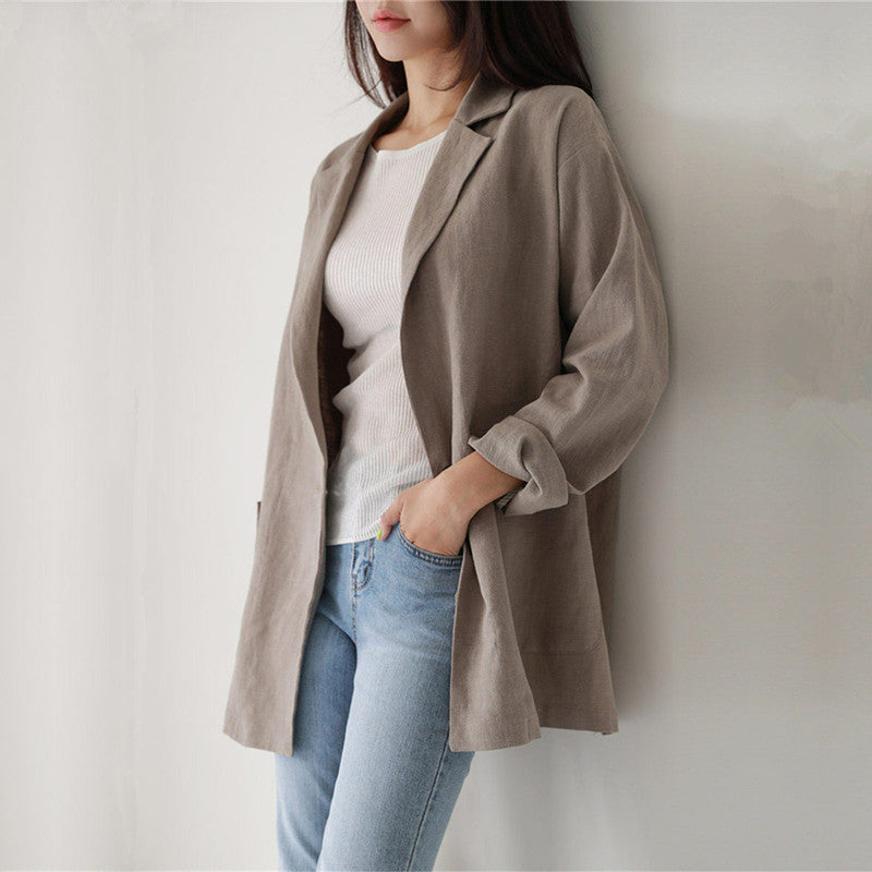 One Button Solid Color Casual Suit Top