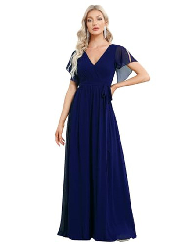 V-neck Chiffon Dress Women