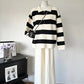 Women's Polo Collar Half Zipper Knitting Suit Stripes