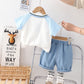 Costume polo en denim tendance pour enfants, motif dessin animé