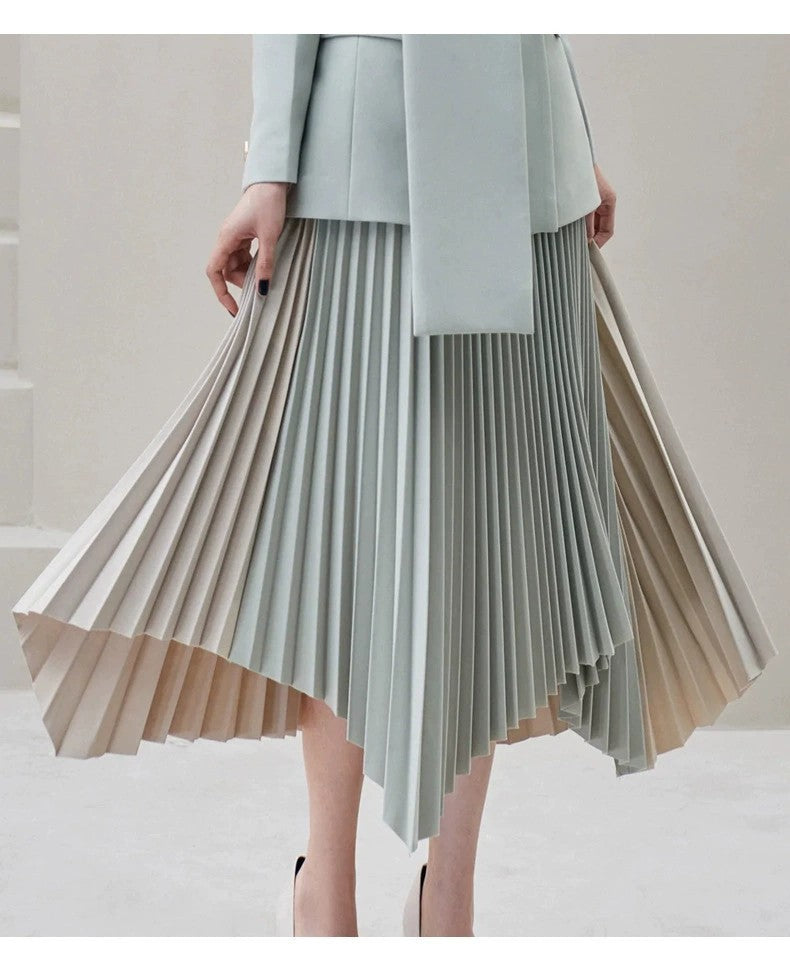 Fashion Elegant Stitching Contrast Color Female