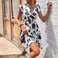 New Printed V-neck Short Sleeve Dress