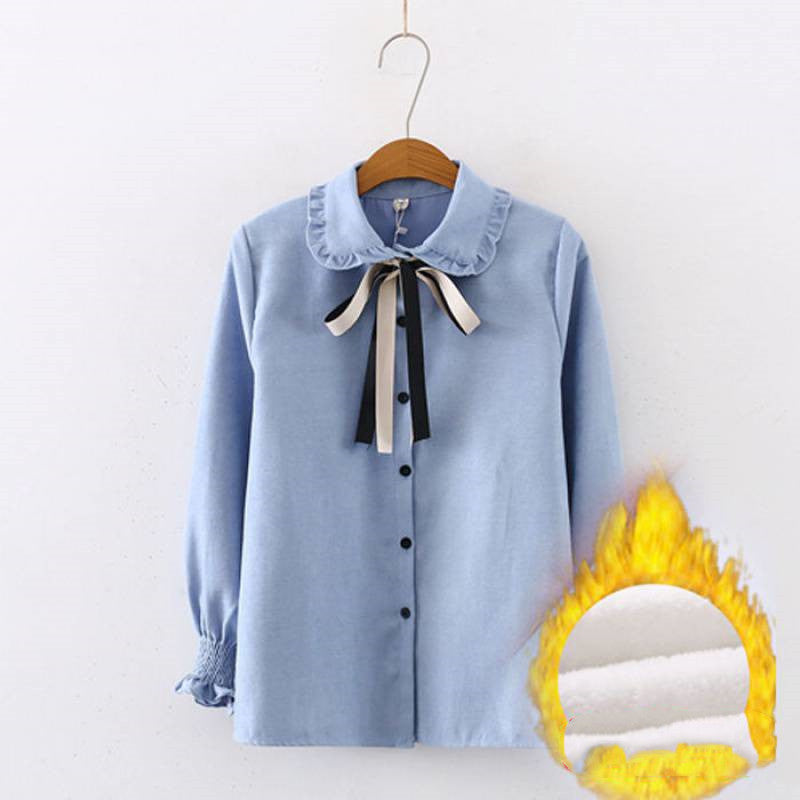 Cute Bow Top With Sweet Lace Long Sleeves