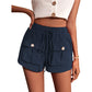 Short cargo ample taille moyenne avec cordon de serrage pour femme
