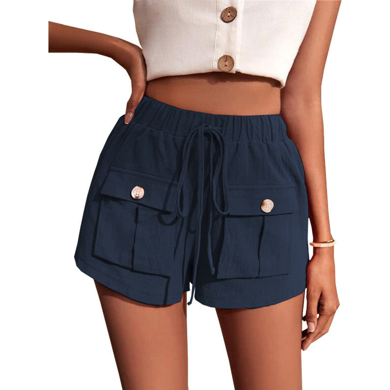 Short cargo ample taille moyenne avec cordon de serrage pour femme