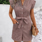 Summer Leisure Commute Jumpsuit Pinstripe Short Sleeve One-piece Shorts