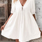 Loose-fit Woven Deep V-neck Designer Tie-front A-line Dress
