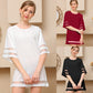 Chiffon Mesh Patchwork Flared Sleeves Loose Round Neck Female Dress
