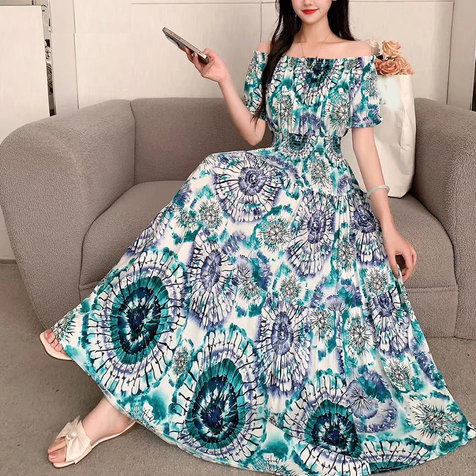 Off-neck Cotton Silk French Dress