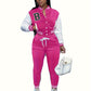 Letter Color Matching Jacket Single-breasted Letter Printed Baseball Uniform Sports Suit
