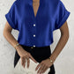 Women's Simple Solid Color And V-neck Button Cardigan Shirt