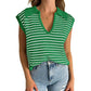 Spring And Summer New V-neck Basic Knitted Short Sleeve Casual All-matching Tops