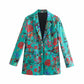 Retro Marine Life Print Mid-length Two-button Casual Suit