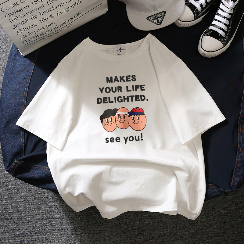 Korean style loose all-match cec half sleeve t-shirt