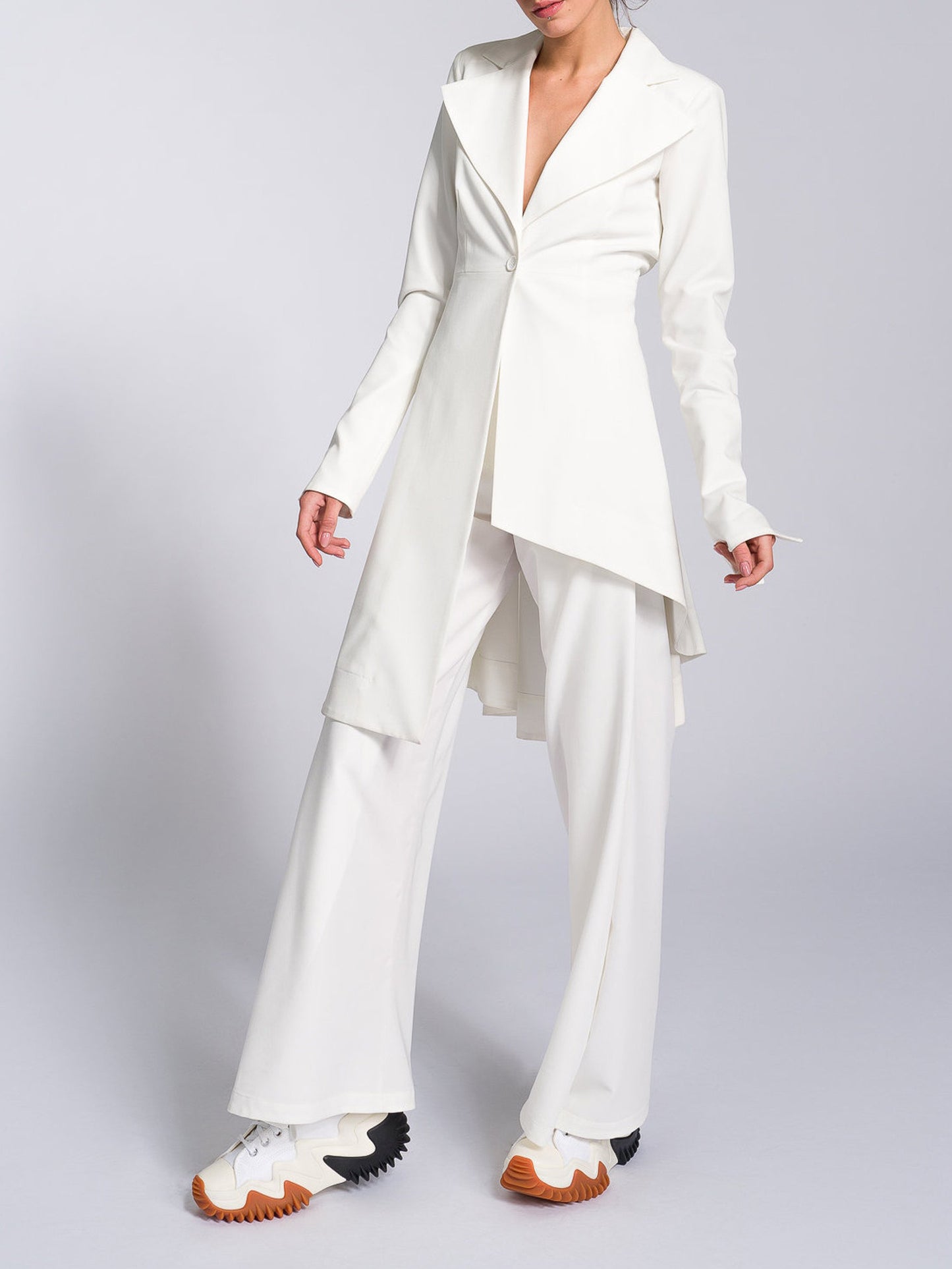 Ensemble veste et pantalon à ourlet irrégulier