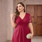 Plus Size Wine Red Elegant Women's Clothing Dress
