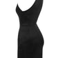 Jupe courte taille moyenne pour femme, robe noire à épaules inclinées