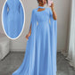 Womens Lace-Up Cloak Fit-and-Flare Dress