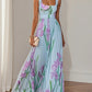 European And American Pleated Printing Dress