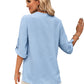 Spring And Summer Women's Clothing Fashion Solid Color Loose V-neck 34 Sleeves Top