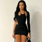 Solid Color Lace-up One-shoulder Back Openwork Dress