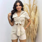 Women's Fashion Short-sleeved Lace-up Two-piece Suit