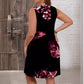 Robe à manches courtes et imprimé végétal pour femme, jupe patchwork à contraste de couleurs