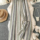 Striped Digital Printing Wide Leg Leisure Slim Fit Tied Cropped Pants