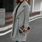 Trench-coat mi-pelucheux à simple boutonnage Manteau en laine d'agneau à col ample