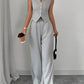 Elegant Button-front Sleeveless Vest And Trousers Set