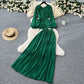 Suit Women's Spring French Style Lace-up Waist-controlled Round Neck Long Sleeve Shirt High Waist Drooping Skirt