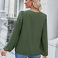 Solid Color Square Collar Slim Fit Long-sleeved Versatile Top