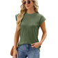 Solid Color Wave Pattern Bat-sleeve T-shirt Summer Loose Vest Casual Tank Womens Clothing
