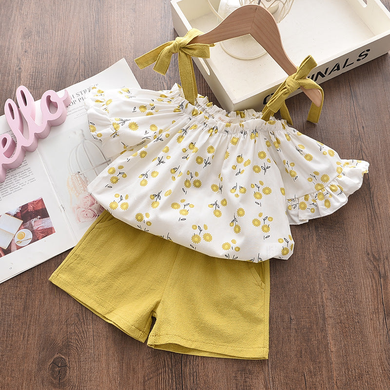 Ensemble deux pièces chemise et short sans manches pour enfants d'été