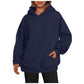 Sweats à capuche pour femmes avec poches, sweat-shirt tendance uni, pull à capuche surdimensionné, vêtements pour femmes