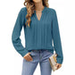 Temperament Commute Long Sleeve Solid Color Sweet Top Women's V-neck Design
