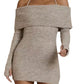 Off-neck Halterneck Long-sleeved Knitted Sweater Hip Skirt Women's Fashion