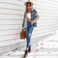 Women's Lapel Plaid Long Sleeve Cardigan Loose Shirt