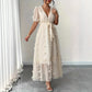 Womens Embroidered Halterneck Backless Split Dress