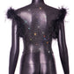 Women's Fashionable Slim-fit Diamond Super Shiny Ostrich Fur Rhinestone Fishnet Top