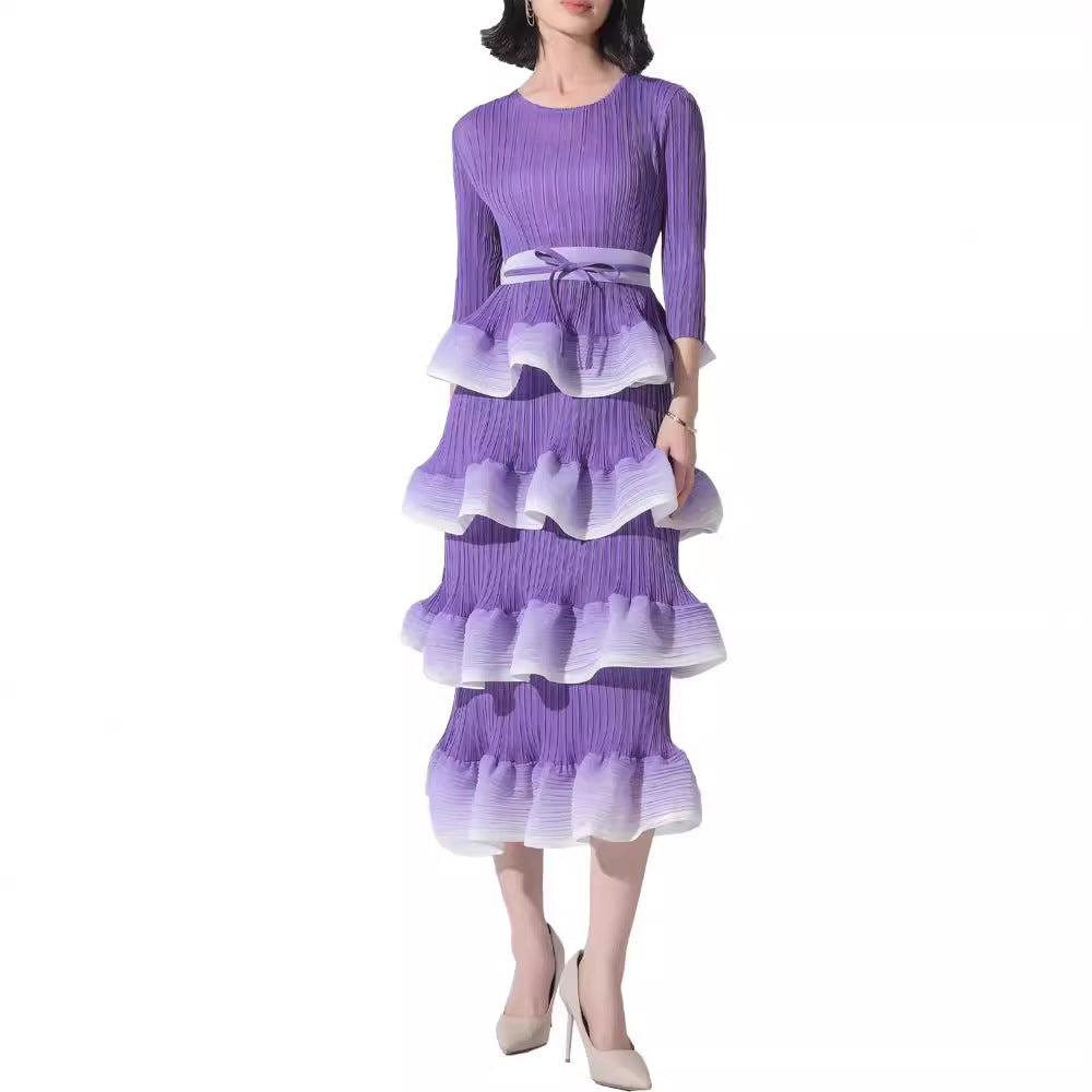 Women's Polyester Niche Exquisite Pleated Dress