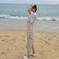 Nine points Korean apricot overalls